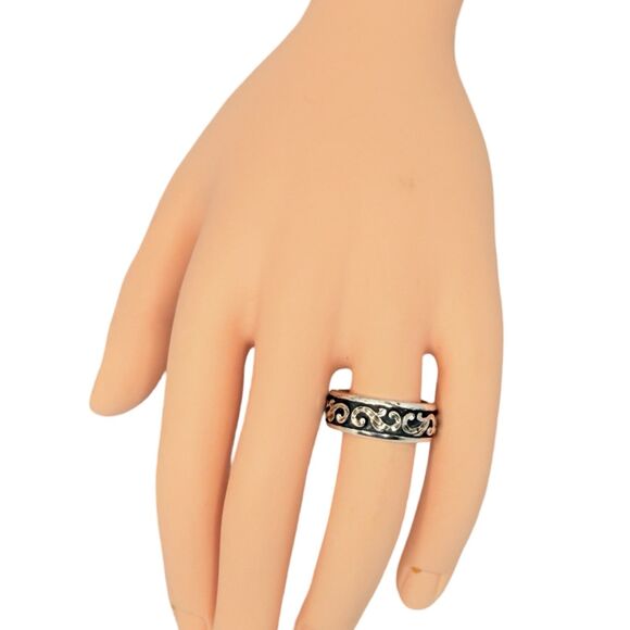 VTG Wheeler Sterling Silver Swirl Band Ring SZ 8.5 925 Diamond Cut Oxidized Mens - Picture 15 of 16